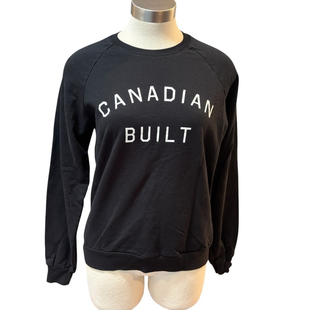 Peace Collective Womens Sweatshirt Crewneck "Canadian Built" Black Sz. M